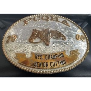 Silverado Sterling Silver Overlay PCQHA Res Champion Am Working Cow Horse Buckle